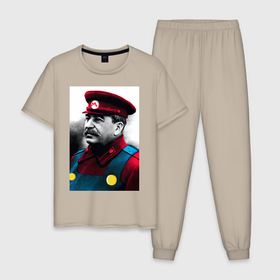 Мужская пижама хлопок с принтом Иосиф Виссарионович Сталин   memes Mario в Белгороде, 100% хлопок | брюки и футболка прямого кроя, без карманов, на брюках мягкая резинка на поясе и по низу штанин
 | 