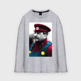 Мужской лонгслив oversize хлопок с принтом Иосиф Виссарионович Сталин   memes Mario ,  |  | 