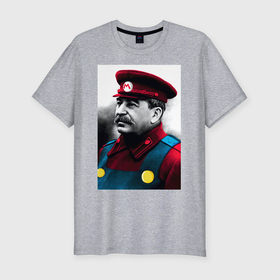 Мужская футболка хлопок Slim с принтом Иосиф Виссарионович Сталин   memes Mario в Белгороде, 92% хлопок, 8% лайкра | приталенный силуэт, круглый вырез ворота, длина до линии бедра, короткий рукав | Тематика изображения на принте: 