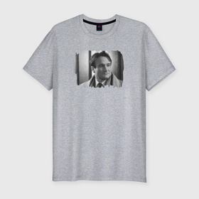 Мужская футболка хлопок Slim с принтом Робин  Уильямс в Белгороде, 92% хлопок, 8% лайкра | приталенный силуэт, круглый вырез ворота, длина до линии бедра, короткий рукав | Тематика изображения на принте: 