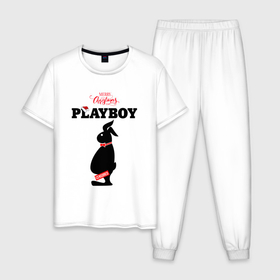 Мужская пижама хлопок с принтом Толстяк Playboy в Новосибирске, 100% хлопок | брюки и футболка прямого кроя, без карманов, на брюках мягкая резинка на поясе и по низу штанин
 | 