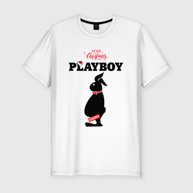 Мужская футболка хлопок Slim с принтом Толстяк Playboy в Екатеринбурге, 92% хлопок, 8% лайкра | приталенный силуэт, круглый вырез ворота, длина до линии бедра, короткий рукав | 
