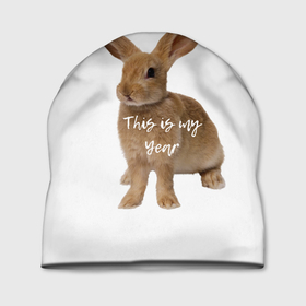 Шапка 3D с принтом Это год кролика в Курске, 100% полиэстер | универсальный размер, печать по всей поверхности изделия | 