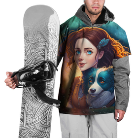 Накидка на куртку 3D с принтом Happy girl and dog в Тюмени, 100% полиэстер |  | 