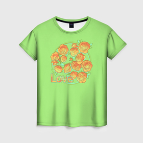 Женская футболка 3D с принтом Чайная роза: любовь в Петрозаводске, 100% полиэфир ( синтетическое хлопкоподобное полотно) | прямой крой, круглый вырез горловины, длина до линии бедер | 