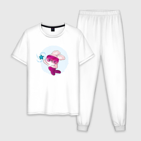 Мужская пижама хлопок с принтом Зайка со звездочкой в Курске, 100% хлопок | брюки и футболка прямого кроя, без карманов, на брюках мягкая резинка на поясе и по низу штанин
 | 