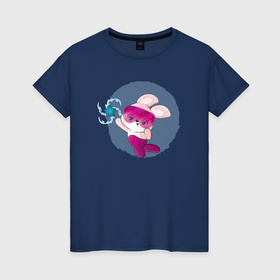 Женская футболка хлопок с принтом Зайка со звездочкой в Петрозаводске, 100% хлопок | прямой крой, круглый вырез горловины, длина до линии бедер, слегка спущенное плечо | 