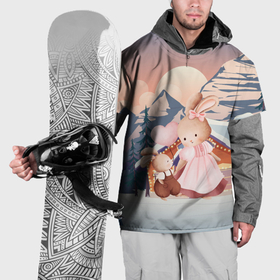 Накидка на куртку 3D с принтом Зайчиха и зайчонок в Санкт-Петербурге, 100% полиэстер |  | 