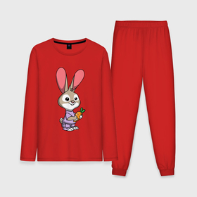 Мужская пижама хлопок (с лонгсливом) с принтом Зайчонок с  морковью в Белгороде,  |  | 
