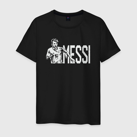 Мужская футболка хлопок с принтом Football Messi в Новосибирске, 100% хлопок | прямой крой, круглый вырез горловины, длина до линии бедер, слегка спущенное плечо. | Тематика изображения на принте: 