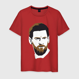 Мужская футболка хлопок с принтом Face Messi в Екатеринбурге, 100% хлопок | прямой крой, круглый вырез горловины, длина до линии бедер, слегка спущенное плечо. | 
