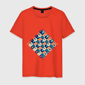 Мужская футболка хлопок с принтом Абстрактный орнамент в Санкт-Петербурге, 100% хлопок | прямой крой, круглый вырез горловины, длина до линии бедер, слегка спущенное плечо. | 