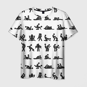 Мужская футболка 3D с принтом Позы секса из камасутры в Рязани, 100% полиэфир | прямой крой, круглый вырез горловины, длина до линии бедер | 