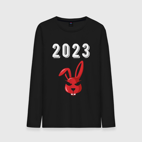Мужской лонгслив хлопок с принтом 2023 Кролик суровый: символ и надпись , 100% хлопок |  | 