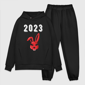 Мужской костюм хлопок OVERSIZE с принтом 2023 Кролик суровый: символ и надпись ,  |  | 