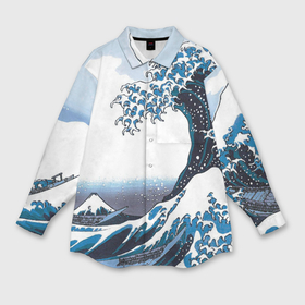 Мужская рубашка oversize 3D с принтом Цунами в Японии в Белгороде,  |  | Тематика изображения на принте: 