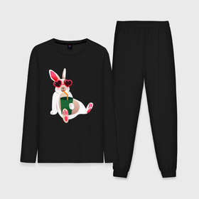 Мужская пижама хлопок (с лонгсливом) с принтом Кролик с лимонадом в Кировске,  |  | Тематика изображения на принте: 