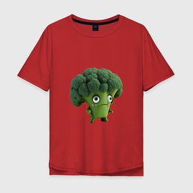 Мужская футболка хлопок Oversize с принтом Зеленый брокколи в Курске, 100% хлопок | свободный крой, круглый ворот, “спинка” длиннее передней части | Тематика изображения на принте: 