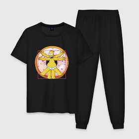 Мужская пижама хлопок с принтом Канонические пропорции Гомера Симпсона   remake в Кировске, 100% хлопок | брюки и футболка прямого кроя, без карманов, на брюках мягкая резинка на поясе и по низу штанин
 | 