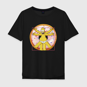 Мужская футболка хлопок Oversize с принтом Канонические пропорции Гомера Симпсона   remake в Белгороде, 100% хлопок | свободный крой, круглый ворот, “спинка” длиннее передней части | Тематика изображения на принте: 
