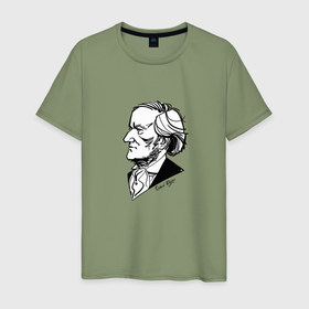 Мужская футболка хлопок с принтом Рихард Вагнер в Белгороде, 100% хлопок | прямой крой, круглый вырез горловины, длина до линии бедер, слегка спущенное плечо. | Тематика изображения на принте: 