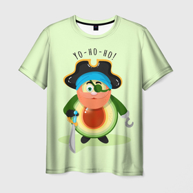 Мужская футболка 3D с принтом Авокадо Пират в Курске, 100% полиэфир | прямой крой, круглый вырез горловины, длина до линии бедер | 