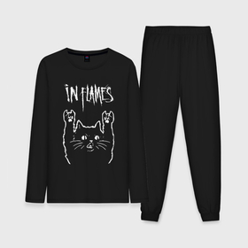 Мужская пижама хлопок (с лонгсливом) с принтом In Flames рок кот ,  |  | Тематика изображения на принте: 