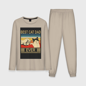 Мужская пижама хлопок (с лонгсливом) с принтом Лучший кошачий папа на свете в Тюмени,  |  | Тематика изображения на принте: 