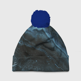 Шапка 3D c помпоном с принтом Сияющий синий песок во тьме в Екатеринбурге, 100% полиэстер | универсальный размер, печать по всей поверхности изделия | 