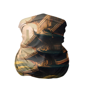 Бандана-труба 3D с принтом Колорит японской архитектуры в Белгороде, 100% полиэстер, ткань с особыми свойствами — Activecool | плотность 150‒180 г/м2; хорошо тянется, но сохраняет форму | Тематика изображения на принте: 