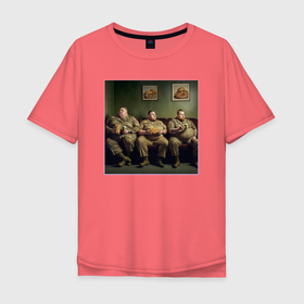 Мужская футболка хлопок Oversize с принтом Картина   диванные войска в Тюмени, 100% хлопок | свободный крой, круглый ворот, “спинка” длиннее передней части | 