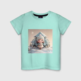 Детская футболка хлопок с принтом Детский рисунок милая куколка девочка в Белгороде, 100% хлопок | круглый вырез горловины, полуприлегающий силуэт, длина до линии бедер | 
