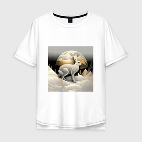 Мужская футболка хлопок Oversize с принтом Заяц символ 2023 Нового года кролик в Белгороде, 100% хлопок | свободный крой, круглый ворот, “спинка” длиннее передней части | Тематика изображения на принте: 