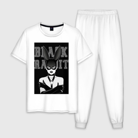 Мужская пижама хлопок с принтом Black Rabbit 2023 в Белгороде, 100% хлопок | брюки и футболка прямого кроя, без карманов, на брюках мягкая резинка на поясе и по низу штанин
 | 