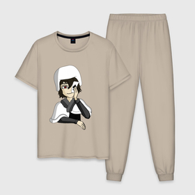 Мужская пижама хлопок с принтом Достоевский с картой в Санкт-Петербурге, 100% хлопок | брюки и футболка прямого кроя, без карманов, на брюках мягкая резинка на поясе и по низу штанин
 | 