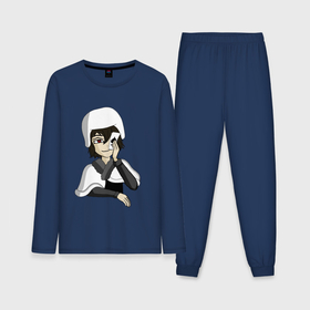 Мужская пижама хлопок (с лонгсливом) с принтом Достоевский с картой в Курске,  |  | Тематика изображения на принте: 