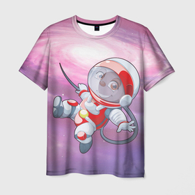 Мужская футболка 3D с принтом Обезьянка в космосе в Кировске, 100% полиэфир | прямой крой, круглый вырез горловины, длина до линии бедер | 