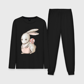 Мужская пижама хлопок (с лонгсливом) с принтом Серый кролик с леденцом в Кировске,  |  | 