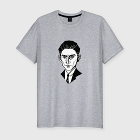 Мужская футболка хлопок Slim с принтом Франц Кафка, графический портрет , 92% хлопок, 8% лайкра | приталенный силуэт, круглый вырез ворота, длина до линии бедра, короткий рукав | 