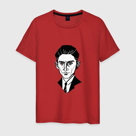 Мужская футболка хлопок с принтом Франц Кафка, графический портрет в Санкт-Петербурге, 100% хлопок | прямой крой, круглый вырез горловины, длина до линии бедер, слегка спущенное плечо. | 