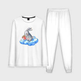 Мужская пижама с лонгсливом хлопок с принтом Заяц на облаке в Курске,  |  | 