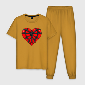 Мужская пижама хлопок с принтом связанное сердце бдсм в Белгороде, 100% хлопок | брюки и футболка прямого кроя, без карманов, на брюках мягкая резинка на поясе и по низу штанин
 | 