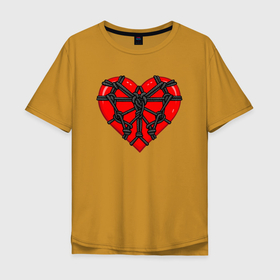 Мужская футболка хлопок Oversize с принтом связанное сердце бдсм в Кировске, 100% хлопок | свободный крой, круглый ворот, “спинка” длиннее передней части | Тематика изображения на принте: 