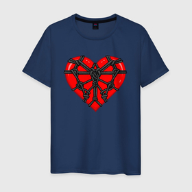Мужская футболка хлопок с принтом связанное сердце бдсм в Белгороде, 100% хлопок | прямой крой, круглый вырез горловины, длина до линии бедер, слегка спущенное плечо. | 