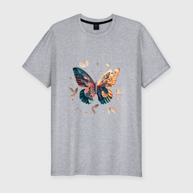 Мужская футболка хлопок Slim с принтом Самая красивая бабочка в Рязани, 92% хлопок, 8% лайкра | приталенный силуэт, круглый вырез ворота, длина до линии бедра, короткий рукав | Тематика изображения на принте: 