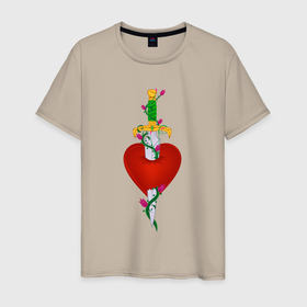 Мужская футболка хлопок с принтом Настоящая любовь, кинжал и роза в Тюмени, 100% хлопок | прямой крой, круглый вырез горловины, длина до линии бедер, слегка спущенное плечо. | Тематика изображения на принте: 