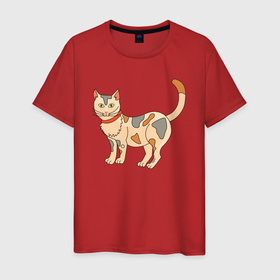 Мужская футболка хлопок с принтом Пятнистый кот в Петрозаводске, 100% хлопок | прямой крой, круглый вырез горловины, длина до линии бедер, слегка спущенное плечо. | 