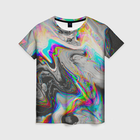 Женская футболка 3D с принтом Abstract digital , 100% полиэфир ( синтетическое хлопкоподобное полотно) | прямой крой, круглый вырез горловины, длина до линии бедер | 