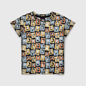 Детская футболка 3D с принтом Марки с портретами писателей , 100% гипоаллергенный полиэфир | прямой крой, круглый вырез горловины, длина до линии бедер, чуть спущенное плечо, ткань немного тянется | Тематика изображения на принте: 