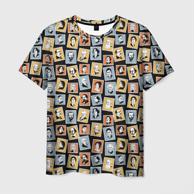 Мужская футболка 3D с принтом Марки с портретами писателей в Тюмени, 100% полиэфир | прямой крой, круглый вырез горловины, длина до линии бедер | Тематика изображения на принте: 